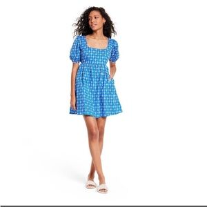 NWT RHODE x Target Blue Embroidered Eyelet Babydoll Mini Dress